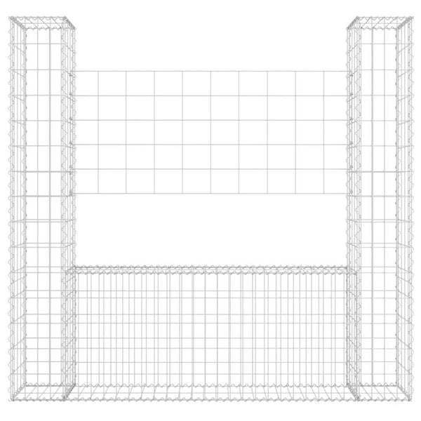 vidaXL U-Shaped Gabion Basket with 2 Columns Iron 140x20x150 cm