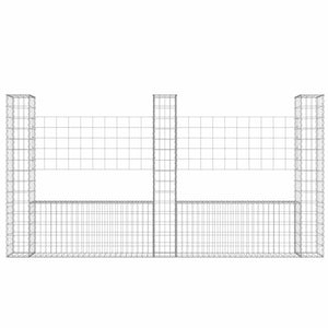 vidaXL U-Shaped Gabion Basket with 3 Posts Iron 260x20x150 cm