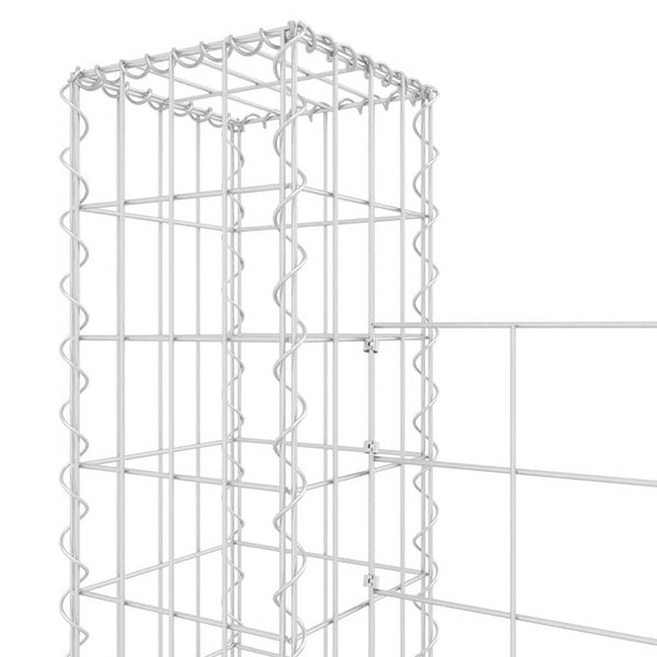vidaXL U-Shaped Gabion Basket with 6 Pillars Iron 620x20x150 cm