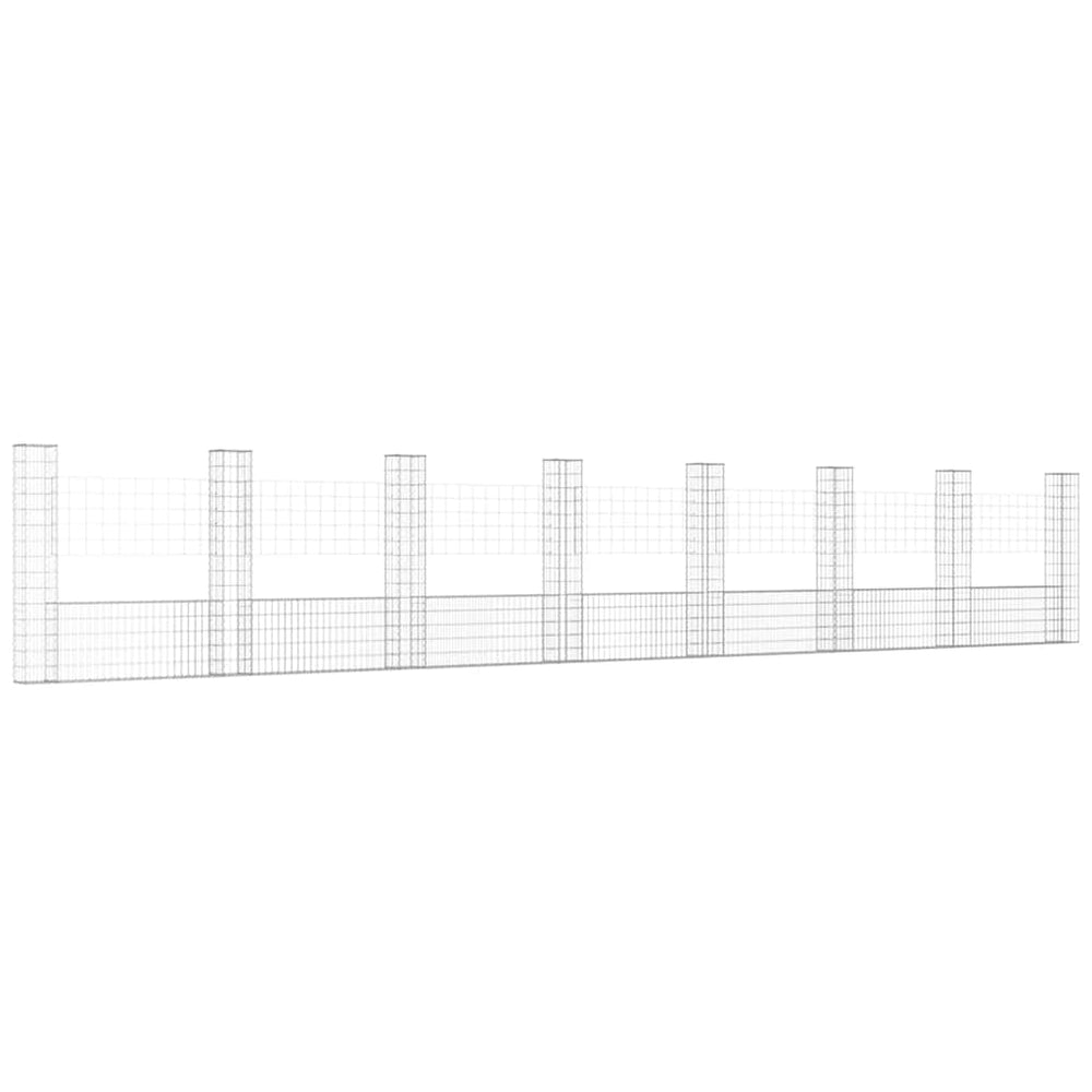 vidaXL U-Shaped Gabion Basket with 8 Columns Iron 860x20x150 cm