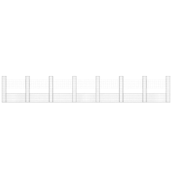 vidaXL U-Shaped Gabion Basket with 8 Columns Iron 860x20x150 cm