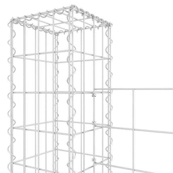 vidaXL U-shaped Gabion Basket with 2 Pillars Iron 140x20x200 cm