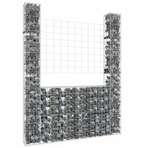vidaXL U-shaped Gabion Basket with 2 Pillars Iron 140x20x200 cm