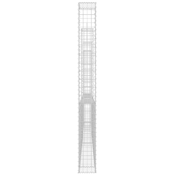 vidaXL U-shaped Gabion Basket with 4 Posts Iron 380x20x200 cm