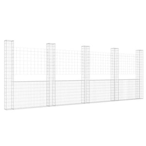 vidaXL U-Shaped Gabion Basket with 5 Posts Iron 500x20x200 cm