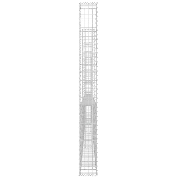 vidaXL U-Shaped Gabion Basket with 5 Posts Iron 500x20x200 cm