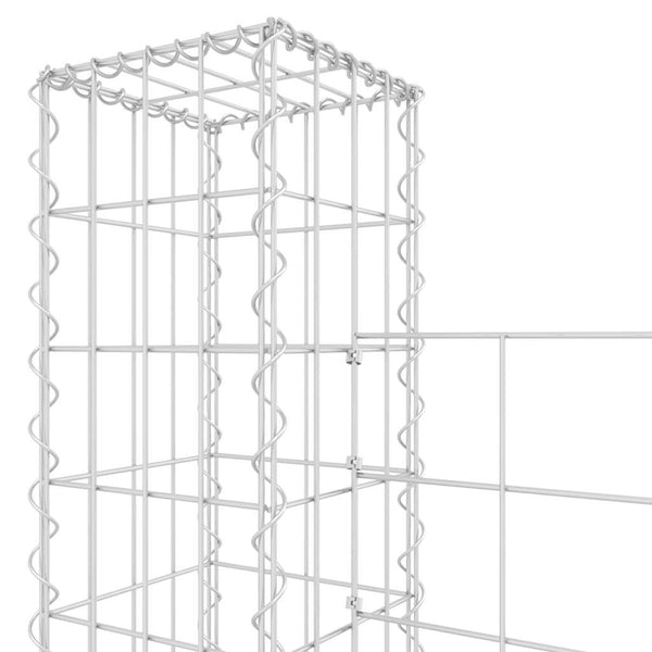 vidaXL U-Shaped Gabion Basket with 5 Posts Iron 500x20x200 cm