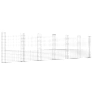 vidaXL U-Shaped Gabion Basket with 7 Pillars Iron 740x20x200 cm