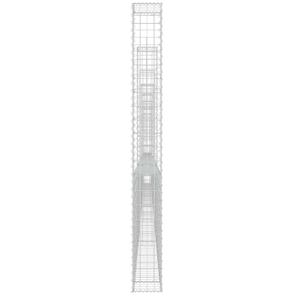 vidaXL U-Shaped Gabion Basket with 7 Pillars Iron 740x20x200 cm