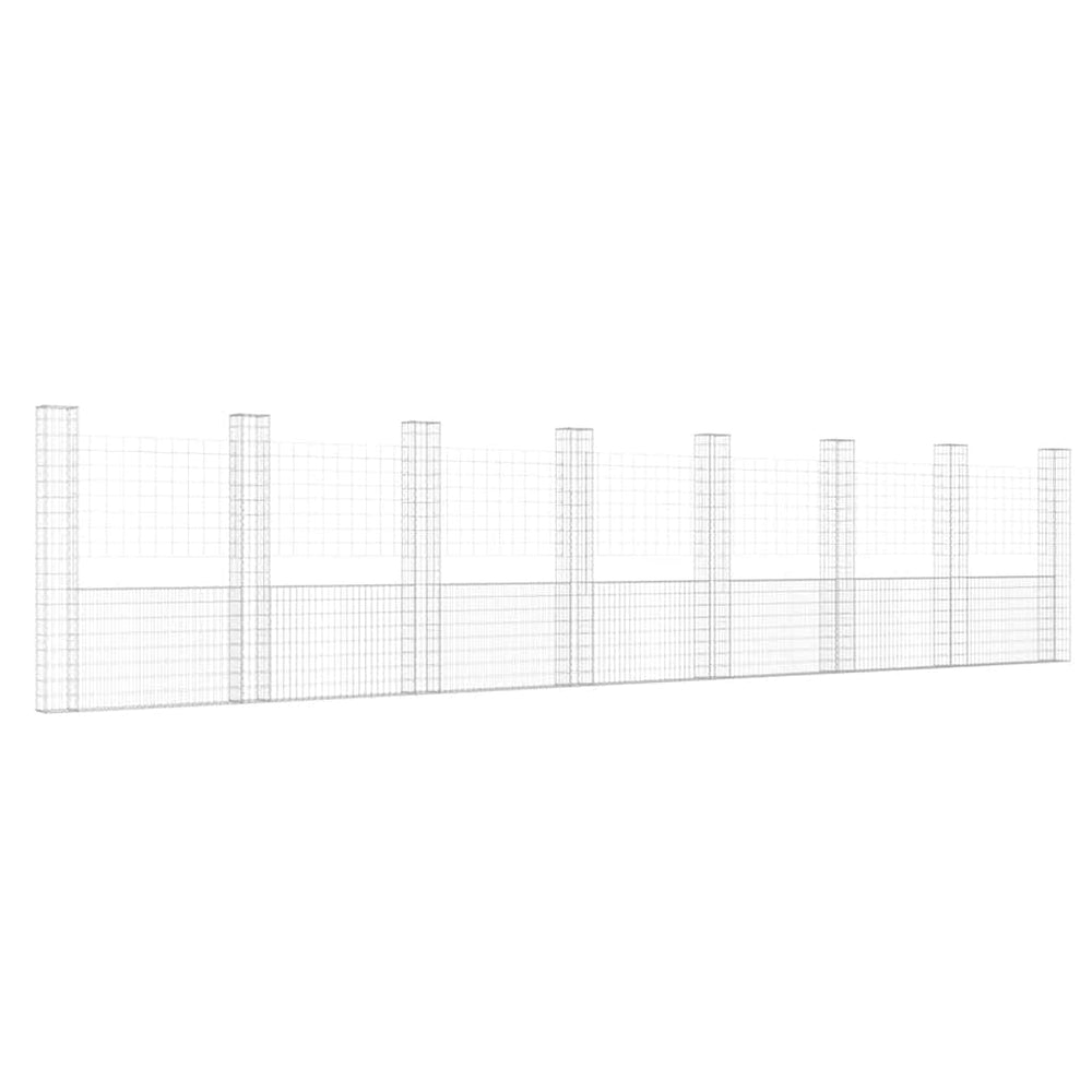 vidaXL U-Shaped Gabion Basket with 8 Posts Iron 860x20x200 cm