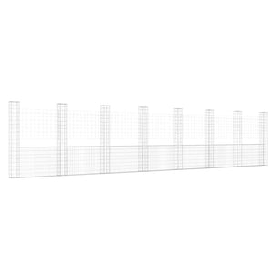 vidaXL U-Shaped Gabion Basket with 8 Posts Iron 860x20x200 cm