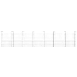 vidaXL U-Shaped Gabion Basket with 8 Posts Iron 860x20x200 cm