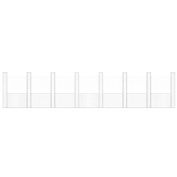 vidaXL U-Shaped Gabion Basket with 8 Posts Iron 860x20x200 cm
