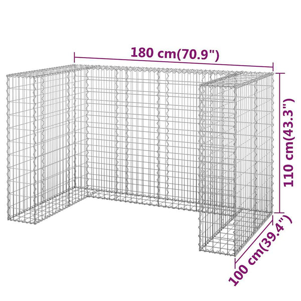 vidaXL Gabion Bin Enclosure Galvanized Steel 180x100x110 cm