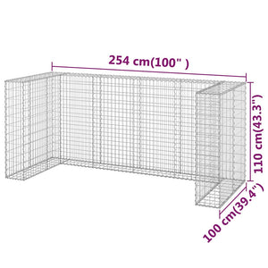 vidaXL Galvanized Steel Gabion Bin Enclosure 254x100x110 cm