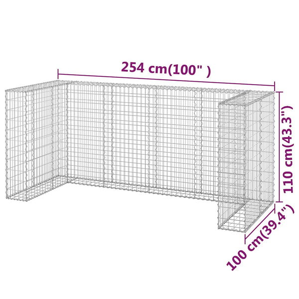 vidaXL Galvanized Steel Gabion Bin Enclosure 254x100x110 cm