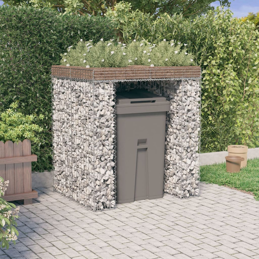 vidaXL Gabion Trash Can Enclosure 110x91x120 cm Galvanized Iron