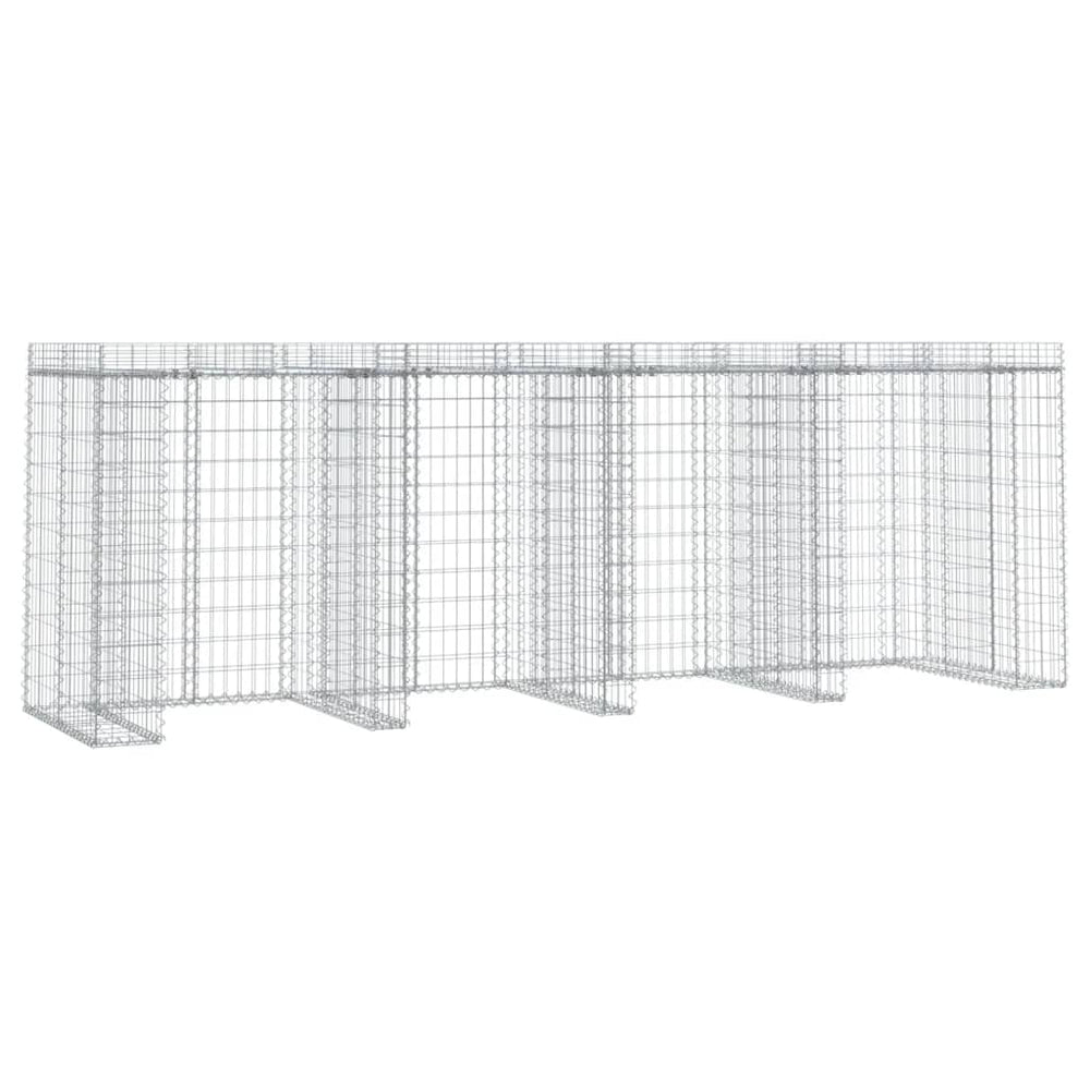 vidaXL Gabion Trash Can Enclosure 350x91x120 cm Galvanized Iron
