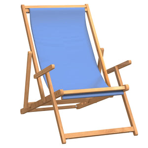 vidaXL Foldable Beach Chair Solid Teak Wood Blue