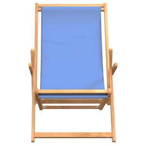 vidaXL Foldable Beach Chair Solid Teak Wood Blue