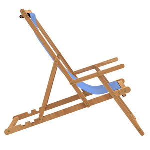 vidaXL Foldable Beach Chair Solid Teak Wood Blue