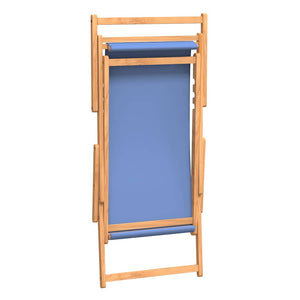 vidaXL Foldable Beach Chair Solid Teak Wood Blue