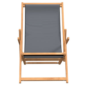 vidaXL Folding Beach Chair Solid Teak Wood Grey