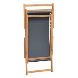 vidaXL Folding Beach Chair Solid Teak Wood Grey