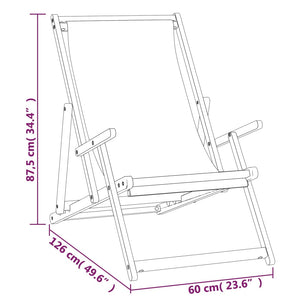 vidaXL Folding Beach Chair Solid Teak Wood Grey