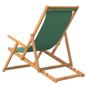 vidaXL Folding Beach Chair Solid Teak Wood Green