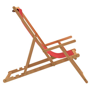 vidaXL Folding Beach Chair Solid Teak Wood Red