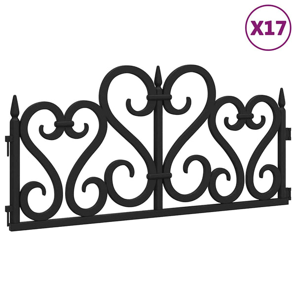 vidaXL Garden Edging 17 pcs. Black 10 m PP