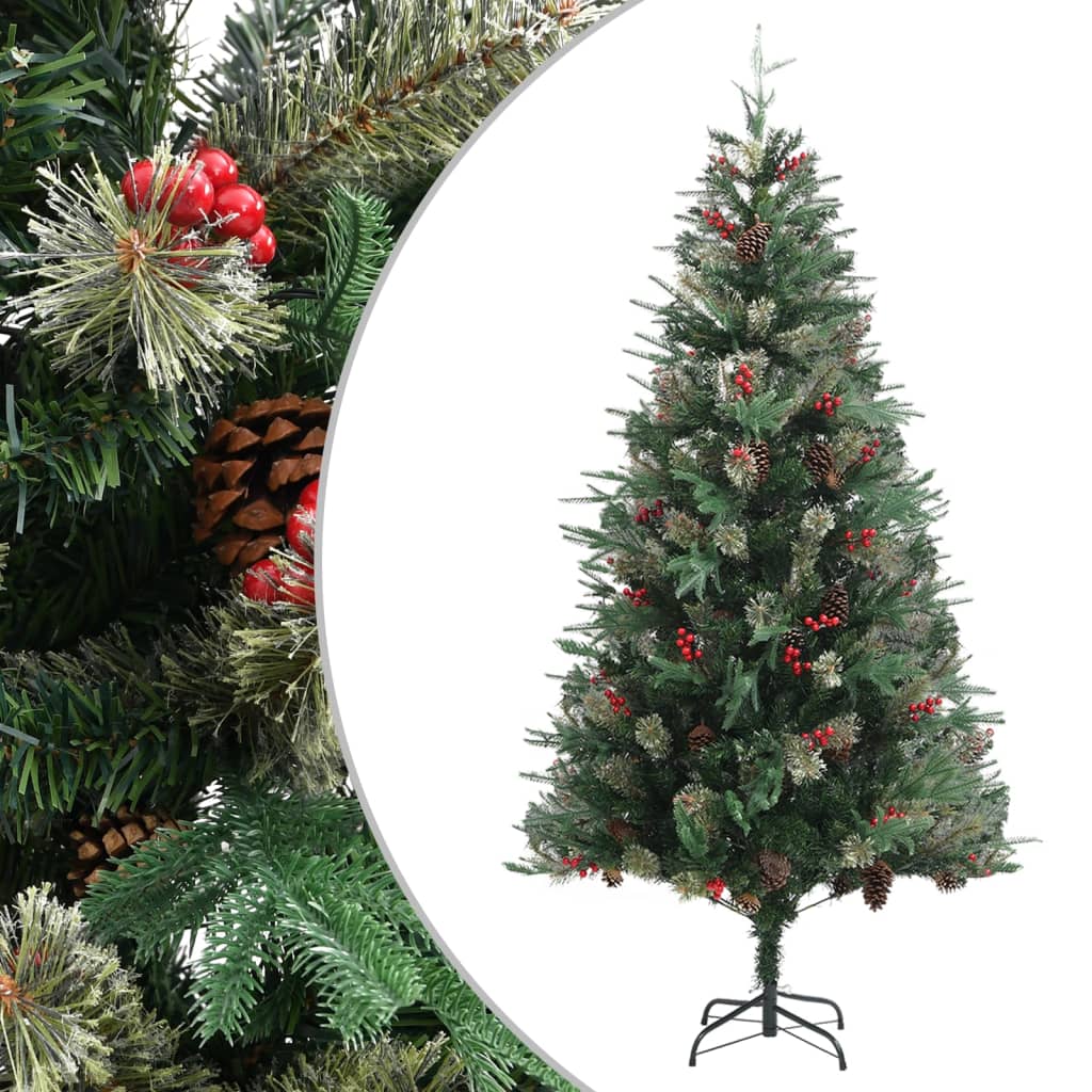 vidaXL Christmas Tree with Cones Green 225 cm PVC & PE