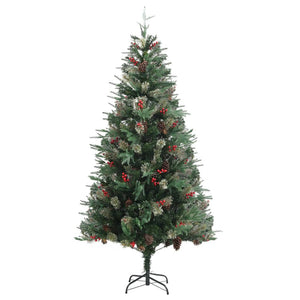 vidaXL Christmas Tree with Cones Green 225 cm PVC & PE