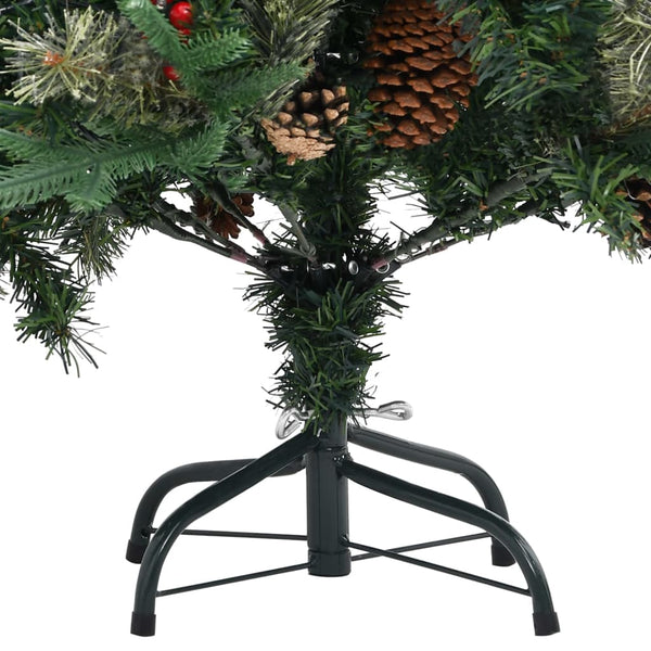 vidaXL Christmas Tree with Cones Green 225 cm PVC & PE