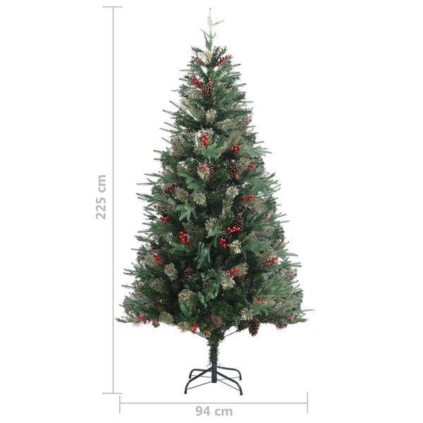 vidaXL Christmas Tree with Cones Green 225 cm PVC & PE