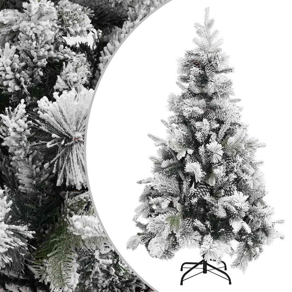 vidaXL Snow-Dusted Christmas Tree with Cones 195 cm PVC & PE