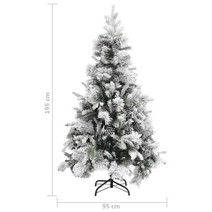 vidaXL Snow-Dusted Christmas Tree with Cones 195 cm PVC & PE