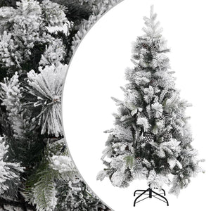 vidaXL Christmas Tree with Cones Snow-Dusted 225 cm PVC & PE