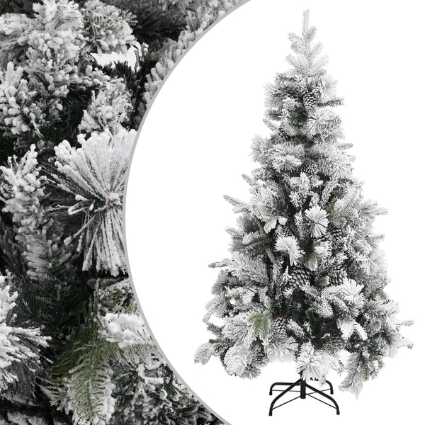 vidaXL Christmas Tree with Cones Snow-Dusted 225 cm PVC & PE