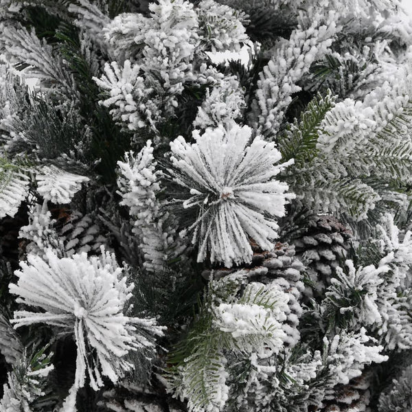 vidaXL Christmas Tree with Cones Snow-Dusted 225 cm PVC & PE