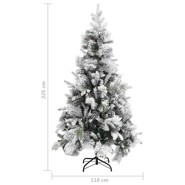 vidaXL Christmas Tree with Cones Snow-Dusted 225 cm PVC & PE
