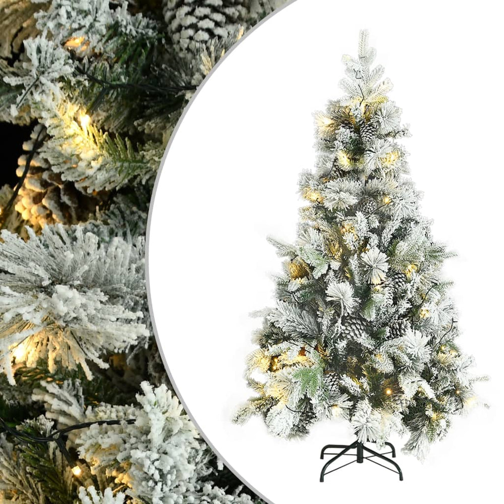 vidaXL Christmas Tree with Lights, Snow and Cones 195 cm PVC&PE