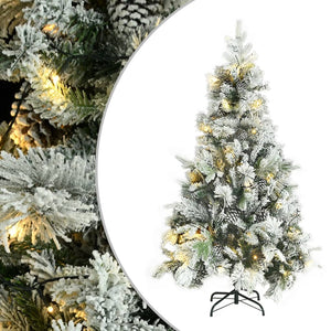 vidaXL Christmas Tree with Lights, Snow and Cones 195 cm PVC&PE