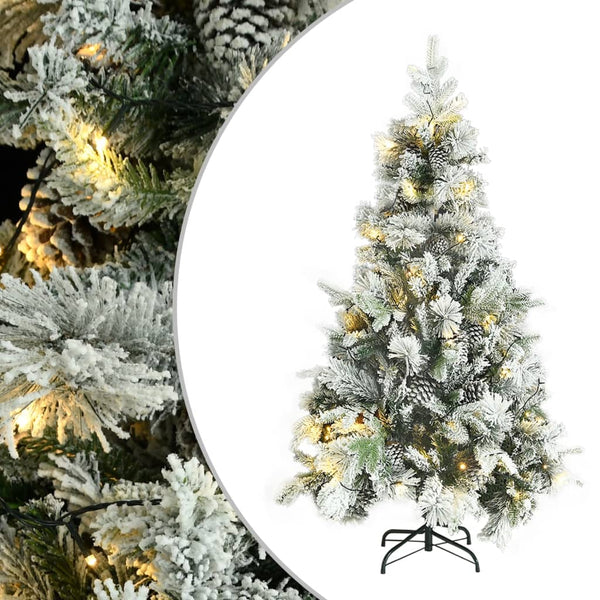vidaXL Christmas Tree with Lights, Snow and Cones 195 cm PVC&PE