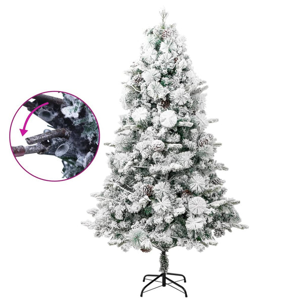 vidaXL Christmas Tree with Lights, Snow and Cones 225 cm PVC&PE