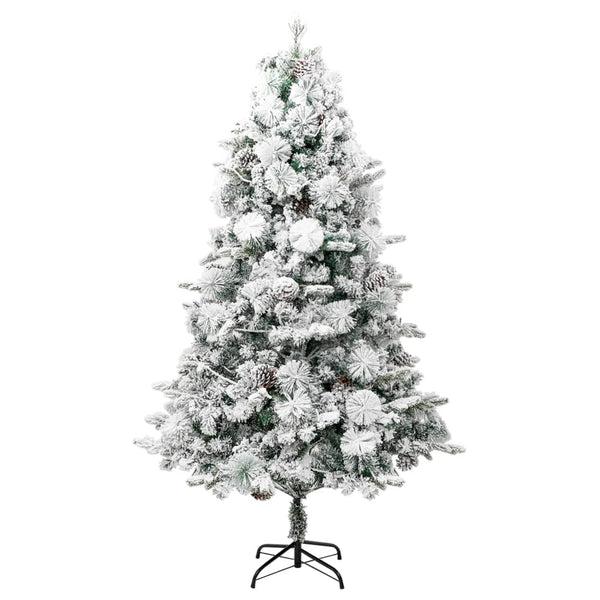 vidaXL Christmas Tree with Lights, Snow and Cones 225 cm PVC&PE