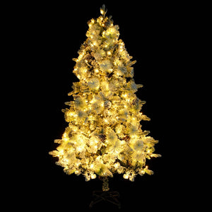 vidaXL Christmas Tree with Lights, Snow and Cones 225 cm PVC&PE