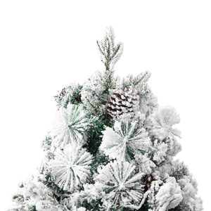 vidaXL Christmas Tree with Lights, Snow and Cones 225 cm PVC&PE