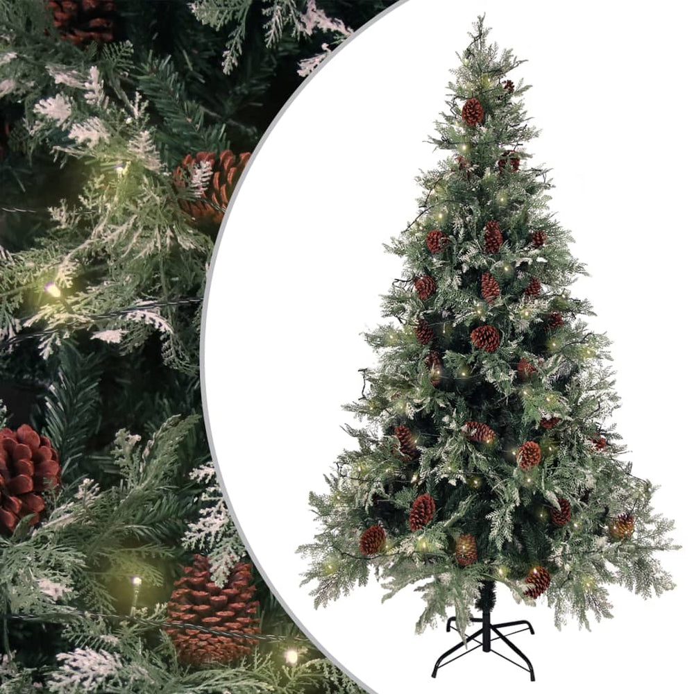 vidaXL Christmas Tree with Lights and Pine Cones 195 cm PVC&PE